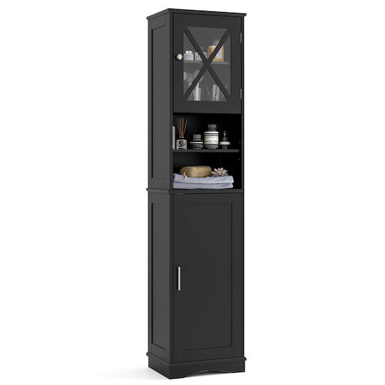 Costway Ντουλάπι Μπάνιου 40x30x170.5cm Μαύρο