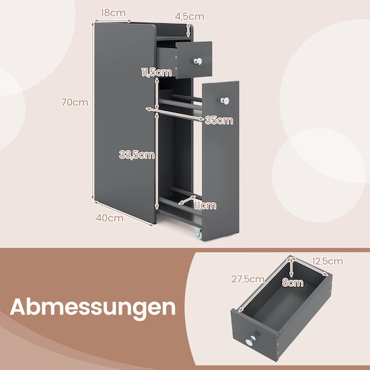 Costway Badezimmerschrank 70x40x18cm Graues