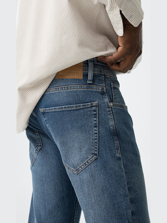 Men's Elastic Jeans Pants with Slim Fit Blue