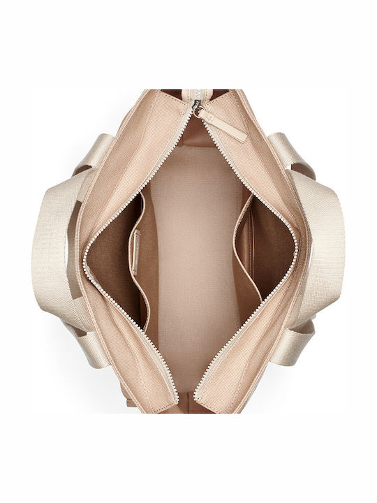 Stoff Damen Schulter Tasche Beige