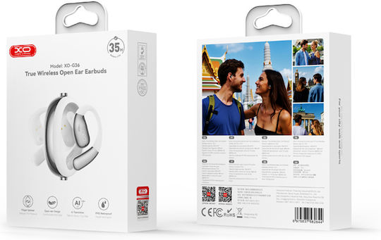 XO G36 Open Ear Casti Bluetooth Handsfree cu Husă de Încărcare Albe