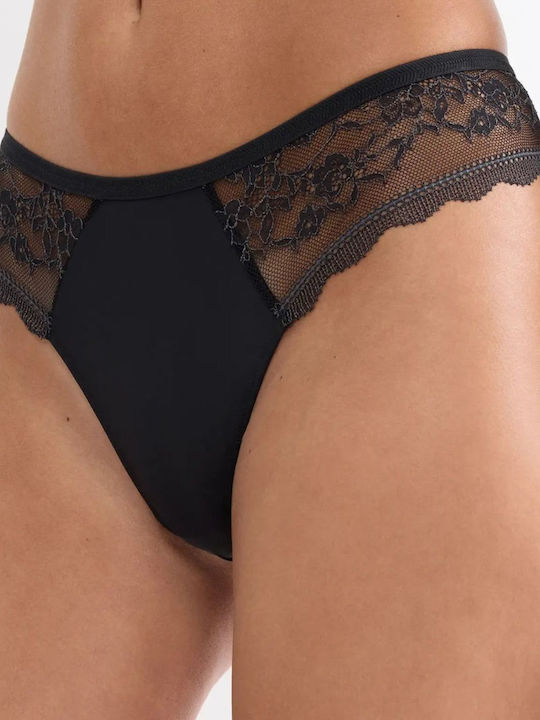 String Chilot String cu Dantelă Negru