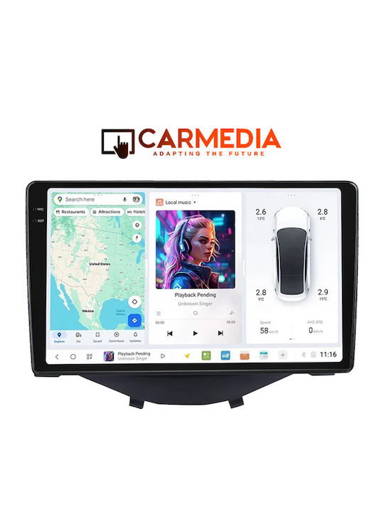 Carmedia Автомобилна Аудио Система (Блутут/USB/WiFi/GPS/Apple-Carplay/Android-Auto) с Тъчскрийн 9"