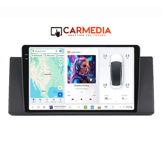 Carmedia Ηχοσύστημα Αυτοκινήτου για BMW Σειρά 5 (E39) / X5 (E53) 1999-2006 (Bluetooth/USB/WiFi/GPS/Apple-Carplay/Android-Auto) με Οθόνη Αφής 9.5"