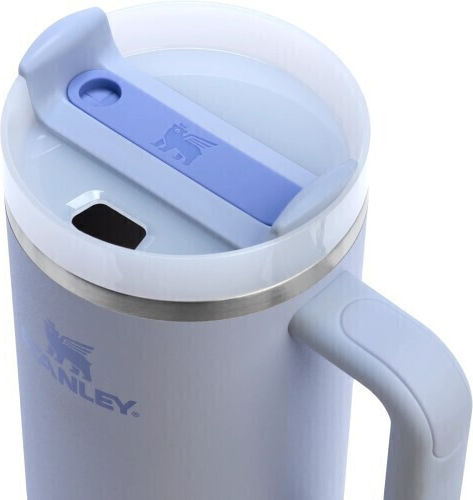 Stanley Quencher H2.0 FlowState Becher mit Griff Θερμός Rostfreier Stahl BPA-frei 1.18lt Dew Drop Blau mit Stroh und Handgriff