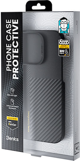 Benks Back Cover Aramid Fiber / Plastic 0.3mm Negru (iPhone 16 Pro Max)