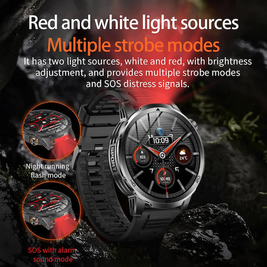 Microwear AK95 Smartwatch cu Pulsometru (Silicon Negru)