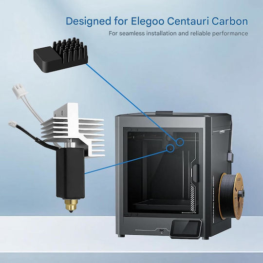Комплект Напълно Сглобен Хотенд За 3D Принтер 0.4 Мм Месингова Дюза Elegoo Centauri Carbon Силиконова Тръба Почистващ Инструмент За Дюза Включен