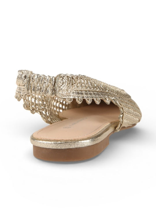 Γυναικείες Μπαλαρίνες Slingback σε Χρυσό Χρώμα