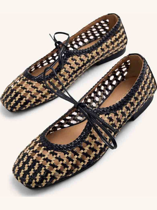 Leather Women's Ballerina Shoes In Black Color