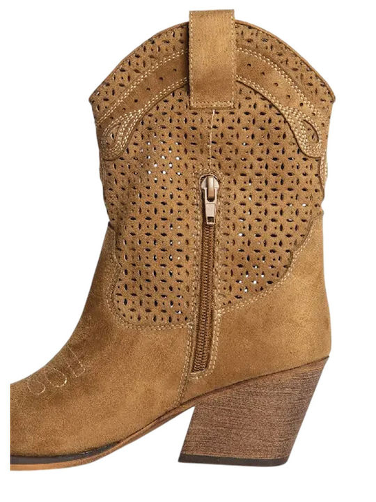 Women's Cowboy Ankle Boots with Medium Heel Tabac Brown