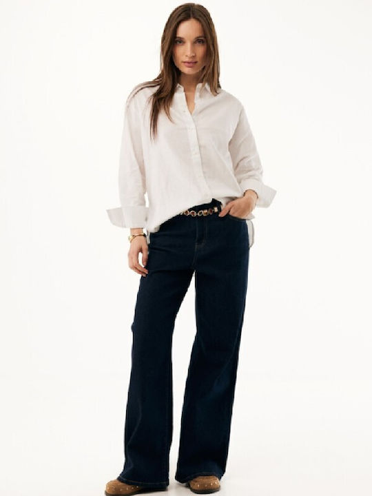 Long Sleeve Women's Linen Shirt White