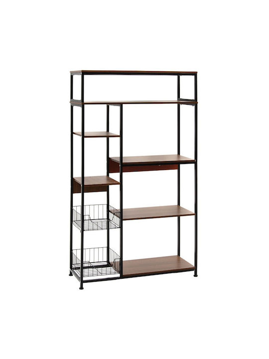 Bookcase Leena Dark Oak - Black 80x30x142cm