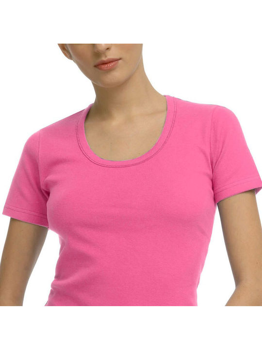 Short Sleeve Pink Fluo Women's Tank Top