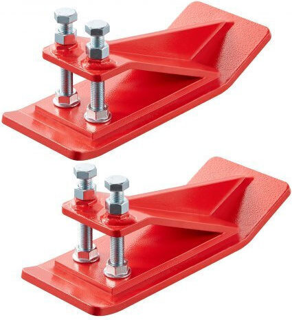 Vevor Tractor Bucket Protector 2pcs Heavy Duty Steel Bucket Edge Protectors Edge Tamer Anti-skid Device Double Hexagon Lock Nuts Bolts Snow Leave Removal & Spreading Gravel Red