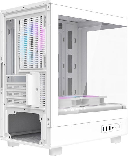 Darkflash Gaming Micro Tower Κουτί Υπολογιστή με Πλαϊνό Παράθυρο Λευκό