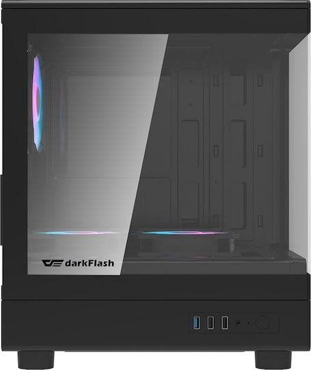 Darkflash Gaming Micro Tower Κουτί Υπολογιστή με Πλαϊνό Παράθυρο Μαύρο