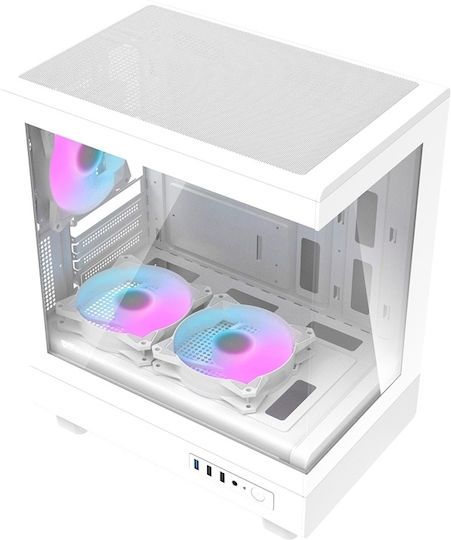 Darkflash Gaming Micro Tower Κουτί Υπολογιστή με Πλαϊνό Παράθυρο Λευκό