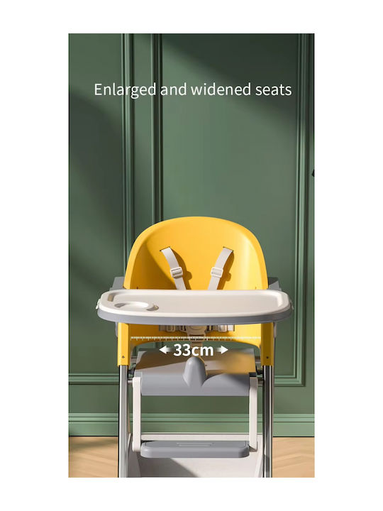 Little Mom Klappbarer Baby Hochstuhl 2 in 1 Gelbe BH-HB5019