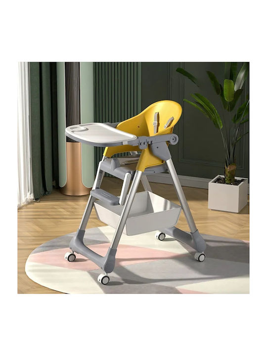 Little Mom Klappbarer Baby Hochstuhl 2 in 1 Gelbe BH-HB5019