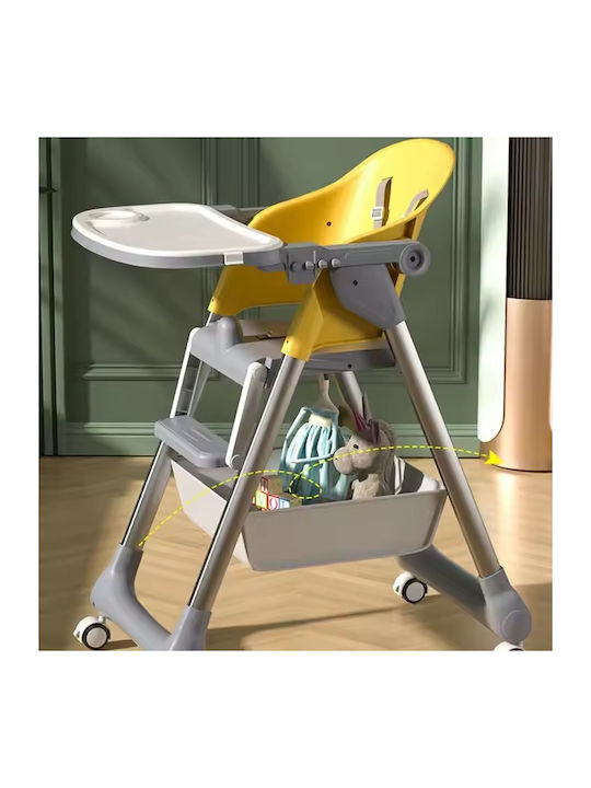 Little Mom Klappbarer Baby Hochstuhl 2 in 1 Gelbe BH-HB5019