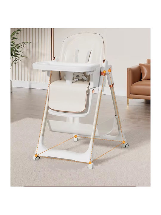 Little Mom Klappbarer Baby Hochstuhl 3 in 1 Weiß BH-8122