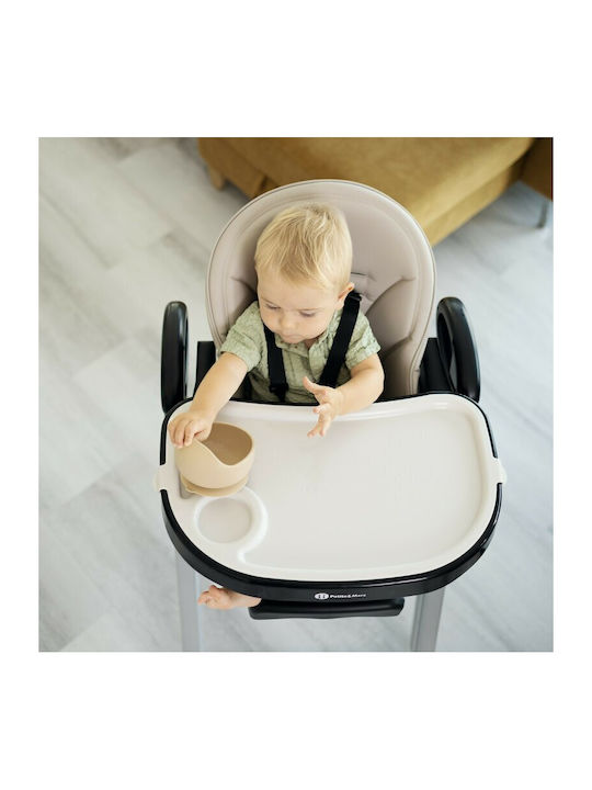 Petite & Mars Tasty Scaun Înalt De Masă Bebe Pliabil 3 În 1 Cu Înălțime Reglabilă Bej