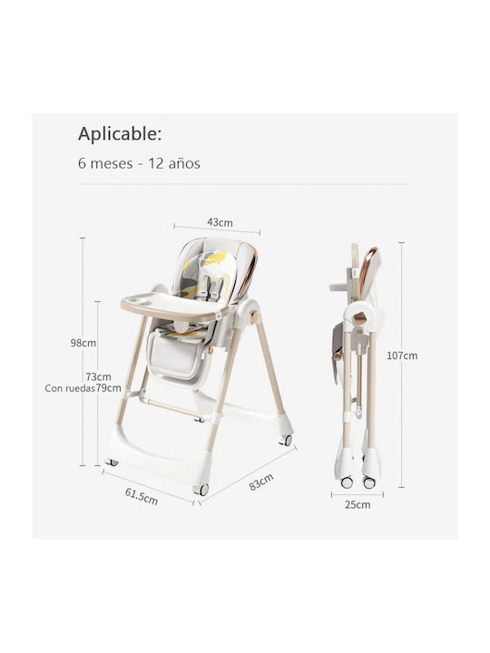 Scaun Înalt De Masă Bebe Pliabil Gri