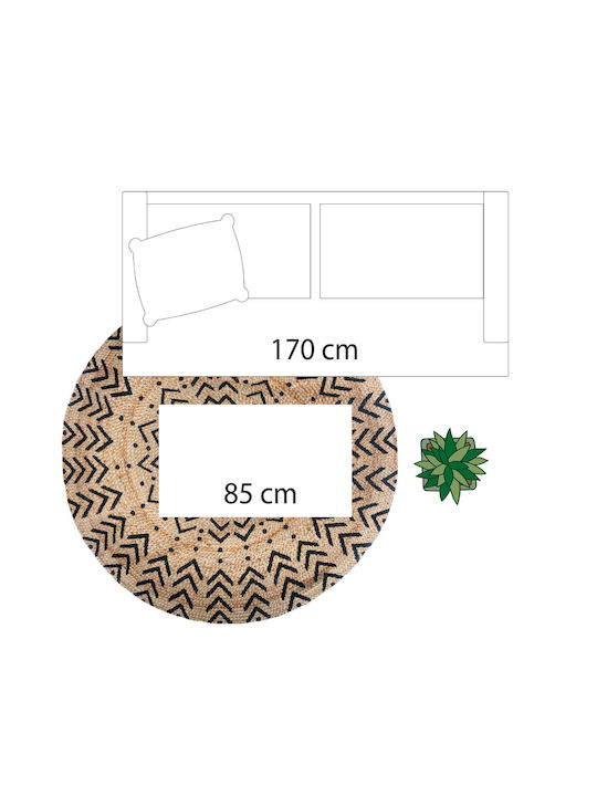 A-s Living Round Summer Wicker Living Room Rug Boho Φ120cm