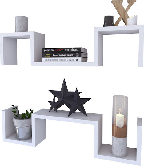 Shelves Wall Esterline 2pcs 70x11.7x15cm White Shelves Wall Esterline 2pcs 70x11.7x15cm White