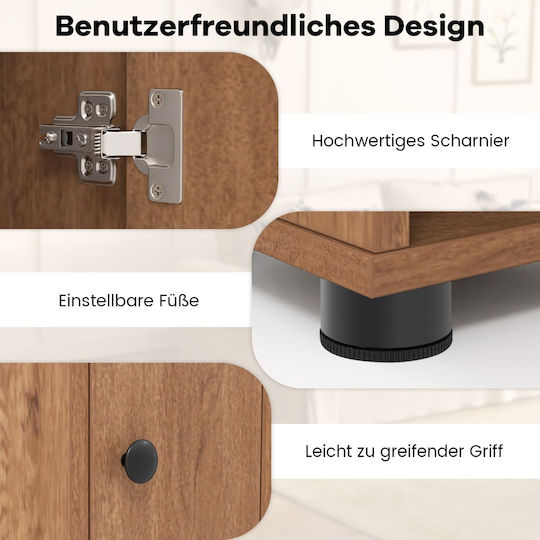 Costway Badezimmer-Säulenschrank Boden Braun