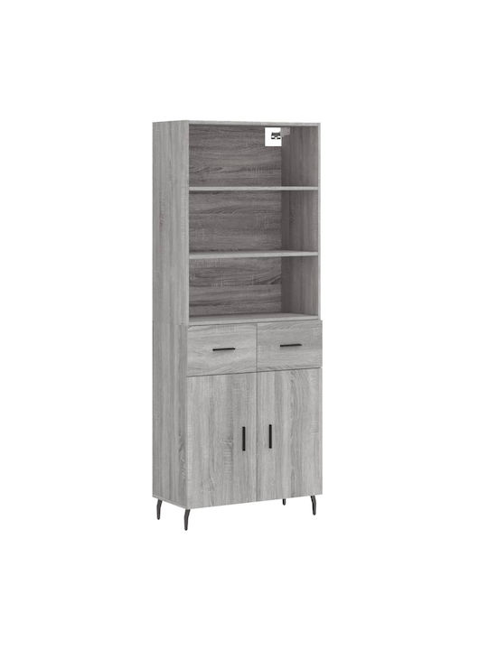 Bookcase Grey 69.5x34x180cm