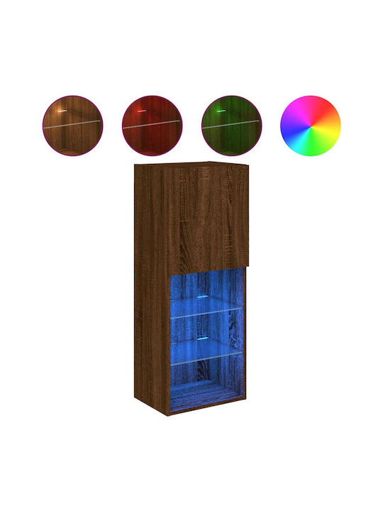 Dulap Pandantiv Pentru Sufragerie Din Placă Din Lemn Agregat Cu Iluminare Stejar Maro 40.5x30x102cm