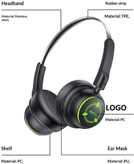 Yesido Ασύρματα Bluetooth On Ear Ακουστικά Μαύρα