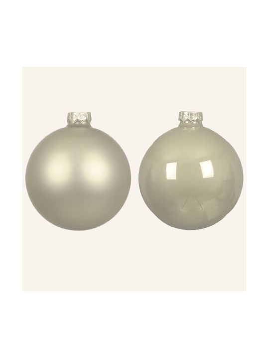 Set of 24 Ecru Glass Ball Ornaments
