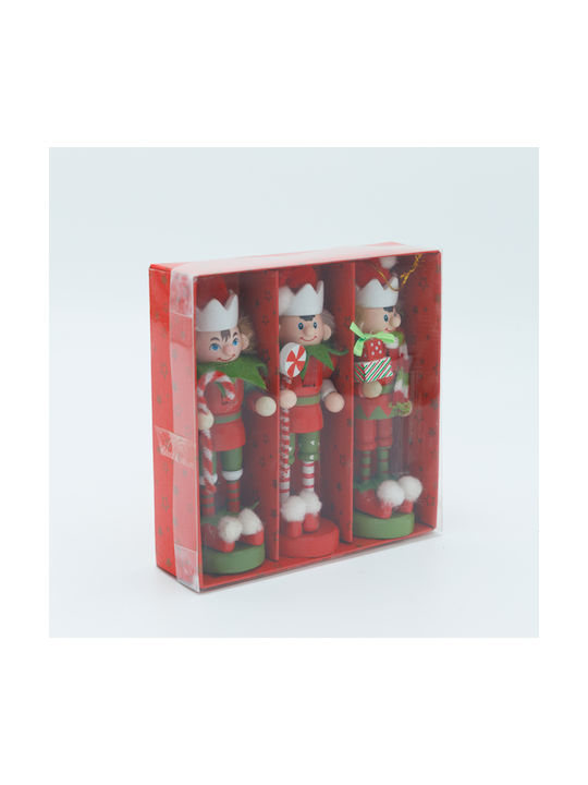 Set Weihnachtsbaumschmuck Kobolde Holz Rote 4x13cm 3 Stück