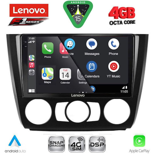 Lenovo Car Audio System for BMW Series 1 2004-2013 with A/C Bluetooth USB WiFi GPS Apple CarPlay Android Auto with 9" Touch Screen
