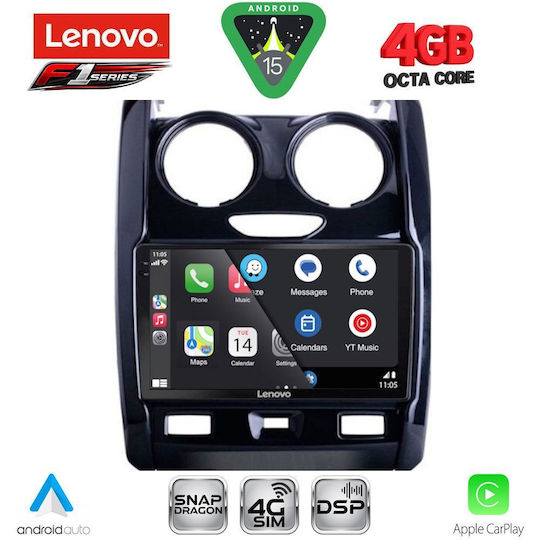 Lenovo Car Audio System for Dacia Duster 2012-2019 (Bluetooth/USB/WiFi/GPS/Apple CarPlay/Android Auto) with 9" Touch Screen