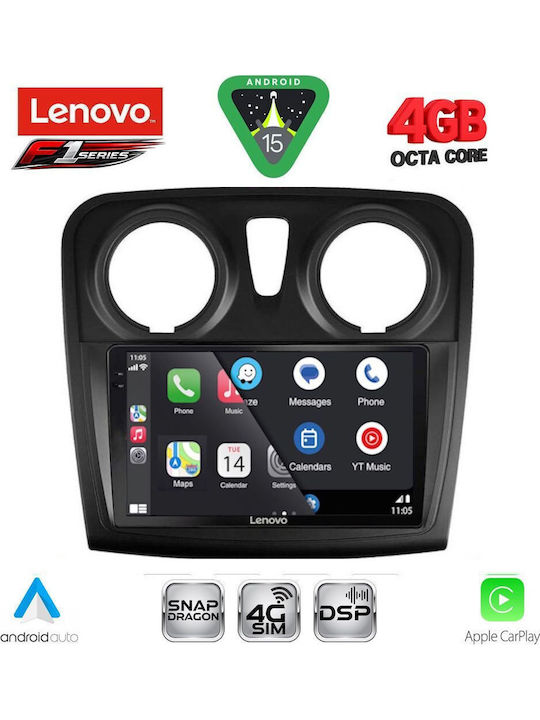 Lenovo Car Audio System for Dacia Logan / Sandero 2012-2019 (Bluetooth/USB/WiFi/GPS/Apple CarPlay/Android Auto) with 9" Touch Screen