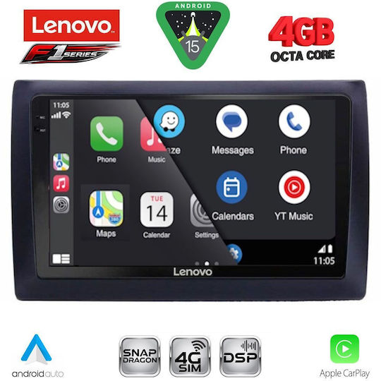 Lenovo Car Audio System for Fiat Stilo 2001-2007 (Bluetooth/USB/WiFi/GPS/Apple CarPlay/Android Auto) with 9" Touch Screen