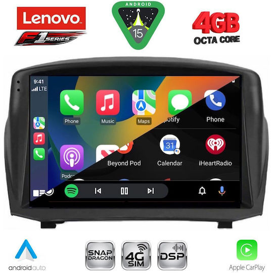 Lenovo Ηχοσύστημα Αυτοκινήτου για Ford Fiesta 2008-2017 (Bluetooth/USB/WiFi/GPS/Apple-Carplay/Android-Auto) με Οθόνη Αφής 9"