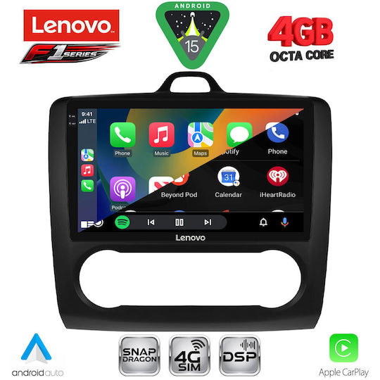 Lenovo Car Audio System for Ford Focus 2005-2012 with Clima (Bluetooth/USB/WiFi/GPS/Apple CarPlay/Android Auto) with 9" Touch Screen