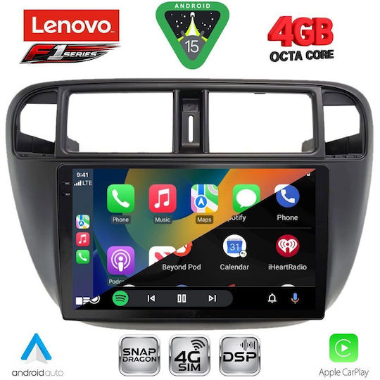 Lenovo Car Audio System for Honda Civic 1995-2001 with A/C Bluetooth USB WiFi GPS Apple CarPlay Android Auto with 9" Touch Screen