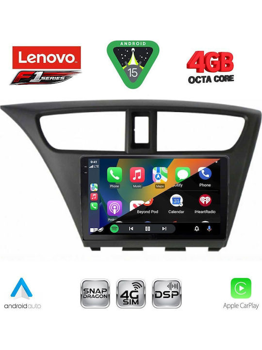 Lenovo Car Audio System for Honda Civic 2012-2016 Bluetooth USB WiFi GPS Apple CarPlay Android Auto with 9" Touch Screen