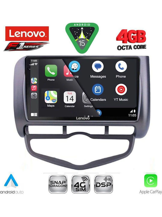 Lenovo Car Audio System for Honda Jazz 2002-2008 with Clima Bluetooth USB WiFi GPS Apple CarPlay Android Auto with 9" Touch Screen