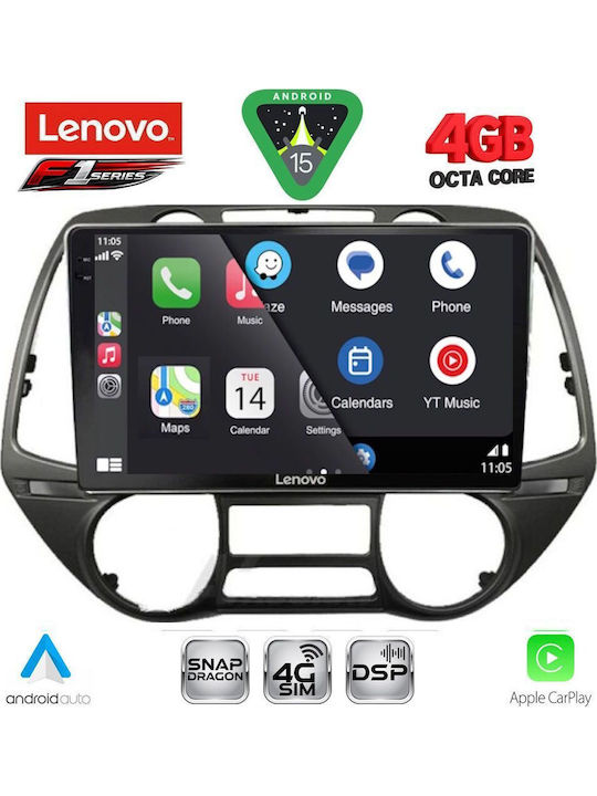 Lenovo Car Audio System for Hyundai i20 2008-2013 (Bluetooth/USB/WiFi/GPS/Apple CarPlay/Android Auto) with 9" Touch Screen