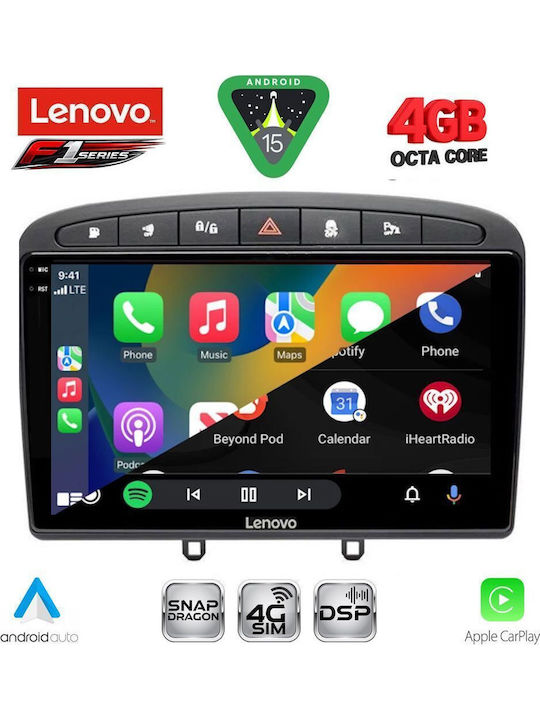 Lenovo Car Audio System for Peugeot 308 / RCZ 2007-2012 (Bluetooth/USB/WiFi/GPS/Apple CarPlay/Android Auto) with 9" Touch Screen