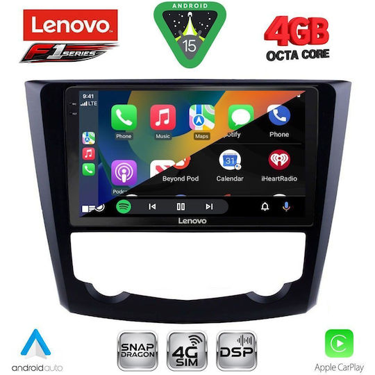 Lenovo Ηχοσύστημα Αυτοκινήτου για Renault Kadjar 2015 (Bluetooth/USB/WiFi/GPS/Apple-Carplay/Android-Auto) με Οθόνη Αφής 9"