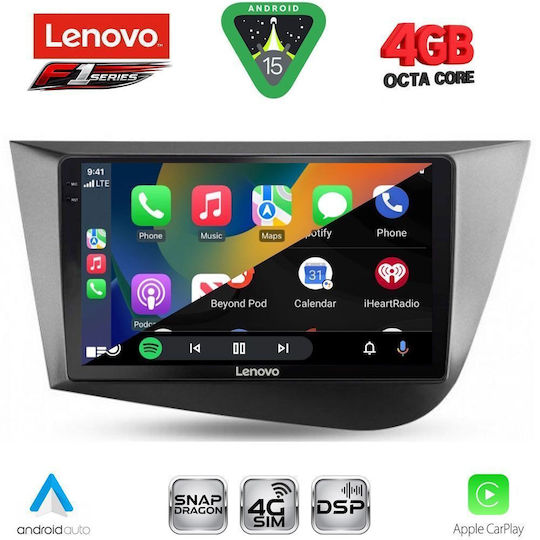 Lenovo Car Audio System for Seat Leon 2005-2012 Bluetooth USB WiFi GPS Apple CarPlay Android Auto with 9" Touch Screen