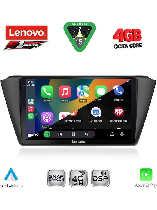Lenovo Car Audio System for Skoda Fabia 2015 Bluetooth USB WiFi GPS Apple CarPlay Android Auto with 9" Touch Screen
